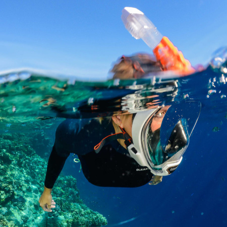 Маска полнолицевая для сноркелинга Oceanreef Aria QR+  (L-XL; синий)